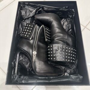 Saint Laurent Black Studded Ankle Boots